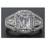 Emerald Cut 2.85 ct White Topaz Designer Ring