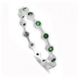 Beautiful Emerald & White Topaz Eternity Band