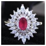 Stunning Ruby & White Topaz Cocktail Ring