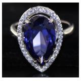 Pear Cut 8.61 ct Tanzanite Designer Ring