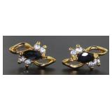 Genuine Onyx & White Topaz Earrings