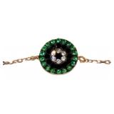 Rose Toned Green, Black, & White CZ Bracelet