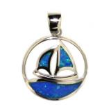 Stunning Blue Opal Sailing Ship Pendant
