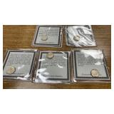 Five 1944D Mercury Dimes w/ COA