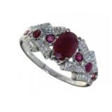 Stunning Genuine Ruby & Diamond Ring