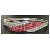 Beautiful Ruby & White Sapphire Cuff Bracelet