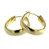14kt Gold Very Thick Elongated Hoop Earrings