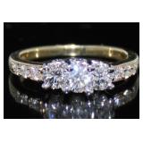 14kt Gold 1.00 ct Past Present Future Diamond Ring