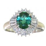 Plat. 2.44 ct Color-Change Sapphire & Diamond Ring