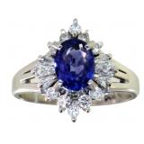 Platinum 1.66 ct Natural Sapphire & Diamond Ring