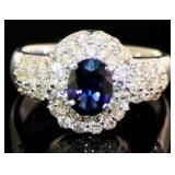 18k Gold 1.5 ct Natural Sapphire & VS Diamond Ring