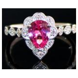 Pear Cut 1.25 ct Pink Sapphire & Diamond Ring