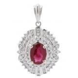Platinum 1.60ct Natural GIA Ruby & Diamond Pendant
