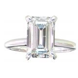 14kt Gold 3.70 ct Emerald Cut Lab Diamond Ring