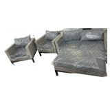 4 pc Gray Rattan Patio Set: Loveseat, Coffee