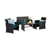New 4 pc Patio Loveseat, Coffee Table & 2 Chairs