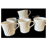 (10) White Swirl Corning Ware Coffee Cups