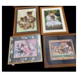(4) Framed Prints-Bears & Angels