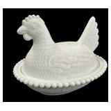 Milk Glass Hen on Nest