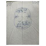 Like New Blue & White Embroidered Table Cloth