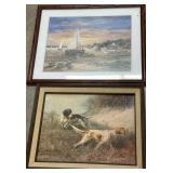 (2) Prints-Hunting Scene & Seascape