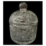 Heavy Etched Crystal Biscuit Jar