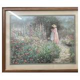 Mother & Child Walking in Garden Print