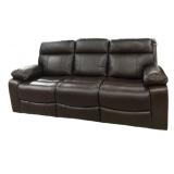 NEW Abbyson Brown Leather Double Reclining Sofa