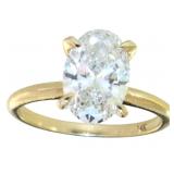 14kt Gold 2.64 ct Oval Lab Diamond Solitaire Ring