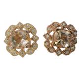 Cushion Cut 5.25 ct Morganite & Diamond Earrings