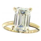 14kt Gold 4.69 ct Emerald Cut VS Lab Diamond Ring
