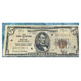1929 $5 Boston Federal Reserve Bank Note
