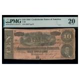 1864 $10 Confederate Currency