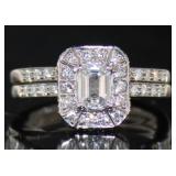 14kt Gold Emerald Cut 1.00 ct Diamond Bridal