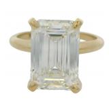 14k Gold 5.83 ct Emerald Cut VS Lab Diamond Ring