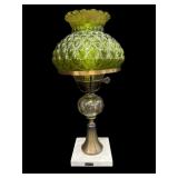 1960s Green Quilted Hurricane Lamp wï¿½ Italian