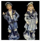 Colonial Couple in Blue & White