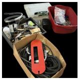 Laundry Hamper Full Tools, Hoses, Trailer Ball