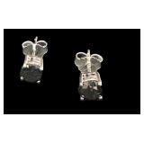 14K Gold Stud Black Diamond Earrings