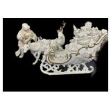 White & Gold Trim Santaï¿½s Sleigh wï¿½ Toys & Santa