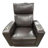 Abbyson Brown Leather Power Recliner wï¿½ Cup
