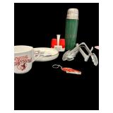 Old Advertisement Ashtray, Coffee Cup, Salt &