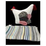 Rag Rug & Rooster Pillow