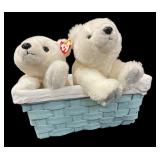 (2) Ty Beanie Baby Bears in Basket