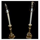 Pair Brass Candlestick Lamps