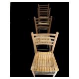 (4) Bent Slat Wood Ladder Back Chairs