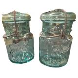 (2) Blue Ball Mason Pint Jars