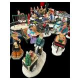 (55) Christmas Village People, Cars, Carts Fire