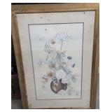 vintage framed floral print by artist Gloria