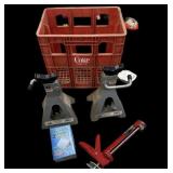 Jack Stands & Foldable Wheel CHOCKS IN COKE TUB